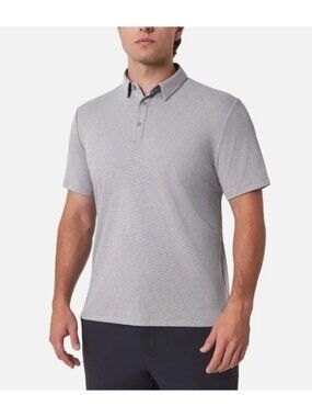 NWT Modern Ambition Men's S Gray Pattern Polo Shirt Polyester Organic Cotton